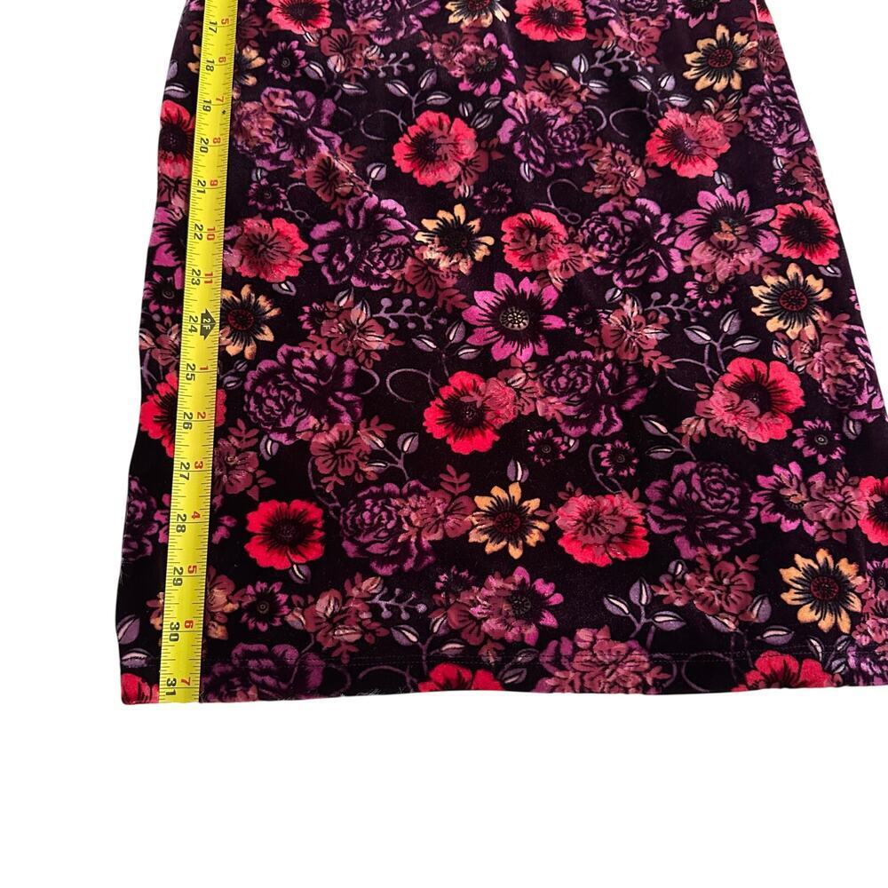 CANDIE'S Floral Velvet Bodycon Mini Dress Long Sleeve Scoop Neck Purple Size S - Picture 14 of 14